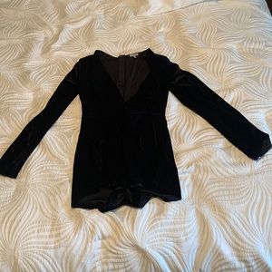 Velvet romper deep v